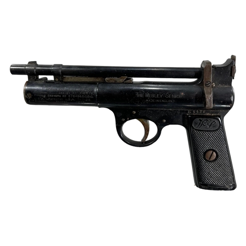 53A - WEBLEY & SCOTT LTD, BIRMINGHAM. A PRE-WAR STRAIGHT GRIP WEBLEY ‘SENIOR’ AIR PISTOL HOUSED IN A WEBLE... 