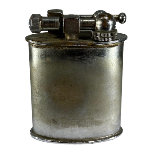 85 - A LARGE 1930’S FRENCH SILVER PLATED NOVELTY TABLE LIGHTER. 
(h 10.5cm x w 8cm x depth 3.5cm)