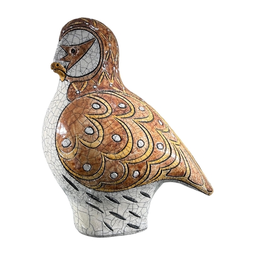 94 - JENNIE HALE, BRITISH, 1956, A LARGE RAKU FIRED MODEL OF A BARN OWL
Signed to base.
(h 34cm x w 17.5c... 