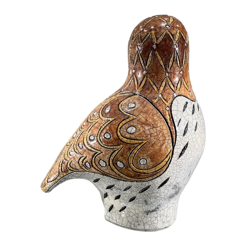 94 - JENNIE HALE, BRITISH, 1956, A LARGE RAKU FIRED MODEL OF A BARN OWL
Signed to base.
(h 34cm x w 17.5c... 