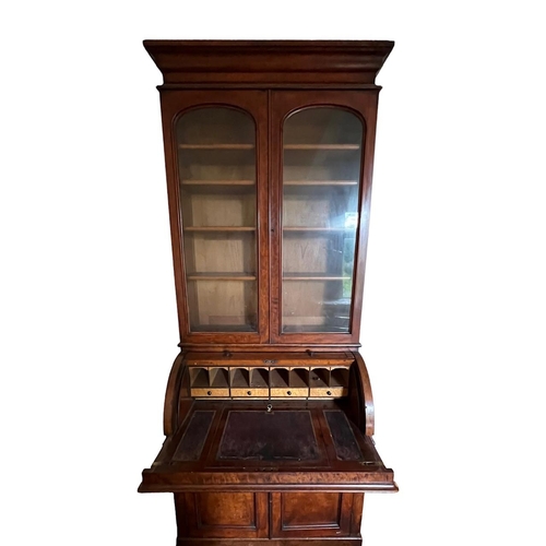 162 - A 19TH CENTURY VICTORIAN MAHOGANY BUREAU BOOKCASE
With glazed doors opening to reveal shelf interior... 