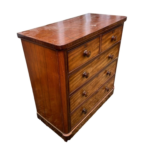 170 - A VICTORIAN MAHOGANY CHEST
Two short over three long drawers, raised on plinth base.
(h 170cm x d 51... 