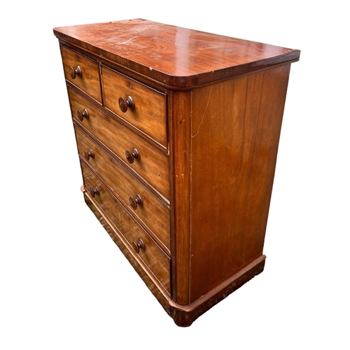 170 - A VICTORIAN MAHOGANY CHEST
Two short over three long drawers, raised on plinth base.
(h 170cm x d 51... 