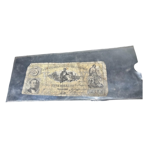 18A - A 19TH CENTURY AMERICAN CONFEDERATE STATES FIVE DOLLAR NOTE, 1861, TOGETHER WITH A COLLECTION OF UNC... 