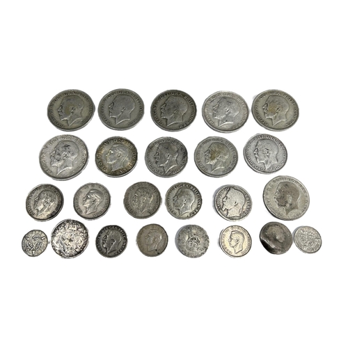 19A - A COLLECTION OF 19TH EARLY 20TH CENTURY BRITISH HALF CROWNS, ONE FLORINS, TWO SHILLINGS, ONE SHILLIN... 