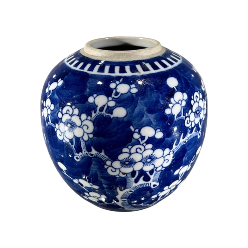 61A - A 19TH CENTURY, POSSIBLY EARLIER CHINESE BLUE AND WHITE GINGER JAR TOGETHER TWO NEAR PAIRS OF CHINES... 