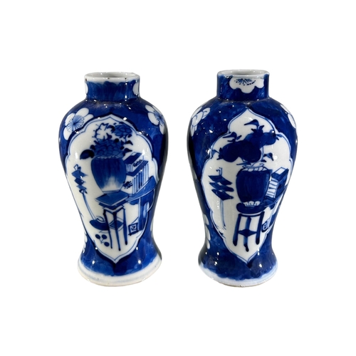 61A - A 19TH CENTURY, POSSIBLY EARLIER CHINESE BLUE AND WHITE GINGER JAR TOGETHER TWO NEAR PAIRS OF CHINES... 