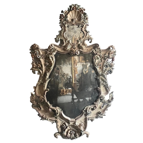 169A - A VERY LARGE AND IMPRESSIVE 18TH CENTURY CARVED WOOD AND PAINTED ITALIAN VENETIAN ROCOCO MIRROR 
Dec... 