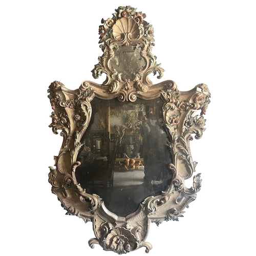 169A - A VERY LARGE AND IMPRESSIVE 18TH CENTURY CARVED WOOD AND PAINTED ITALIAN VENETIAN ROCOCO MIRROR 
Dec... 