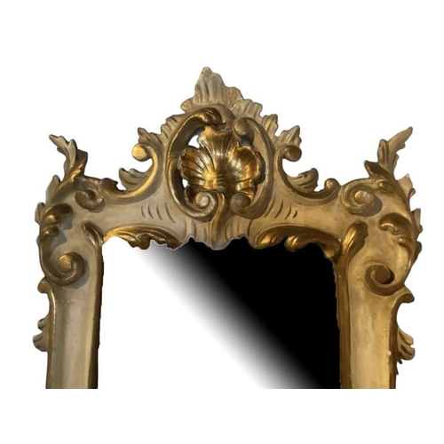 167A - AN 18TH CENTURY ITALIAN VENETIAN ROCOCO CARVED GILTWOOD AND PAINTED MIRROR BACK CONSOLE TABLE/WHATNO... 