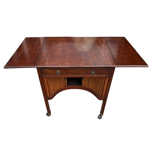 166A - MANNER OF THOMAS CHIPPENDALE, A FREESTANDING GEORGE III PLUM MAHOGANY AND HARWOOD INLAID DROP FLAP B... 