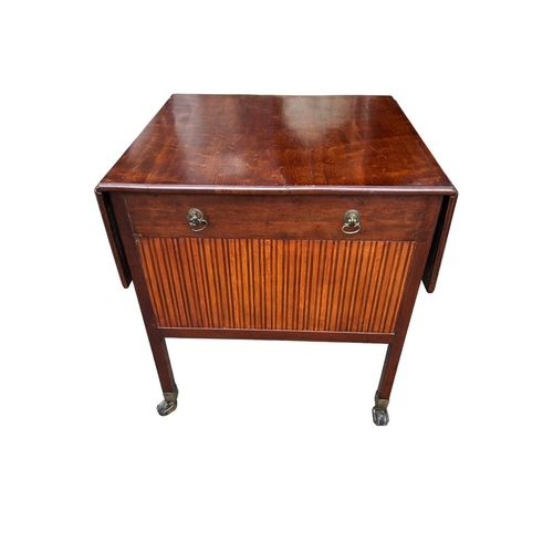 166A - MANNER OF THOMAS CHIPPENDALE, A FREESTANDING GEORGE III PLUM MAHOGANY AND HARWOOD INLAID DROP FLAP B... 