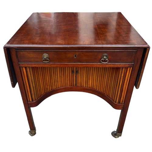 166A - MANNER OF THOMAS CHIPPENDALE, A FREESTANDING GEORGE III PLUM MAHOGANY AND HARWOOD INLAID DROP FLAP B... 