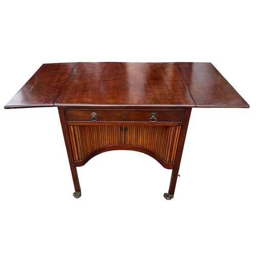 166A - MANNER OF THOMAS CHIPPENDALE, A FREESTANDING GEORGE III PLUM MAHOGANY AND HARWOOD INLAID DROP FLAP B... 