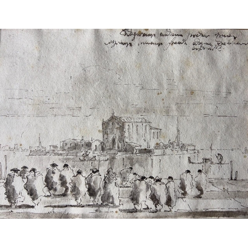 214 - FOLLOWER OF FRANCESCO GUARDI, ITALIAN, 1712 - 1793, TWO PEN, INK AND WASH DRAWINGS
To include views ... 