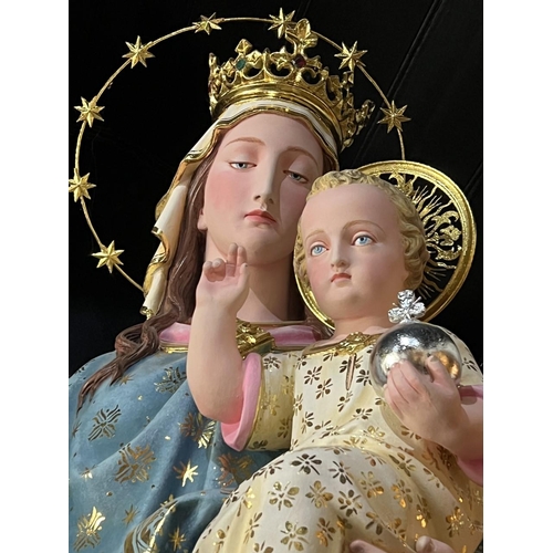 141A - MAYER & CO., MUNICH, A LARGE 19TH CENTURY LIFE SIZE PAINTED STATUE OF SAINT MARY, QUEEN OF HEAVEN AN... 