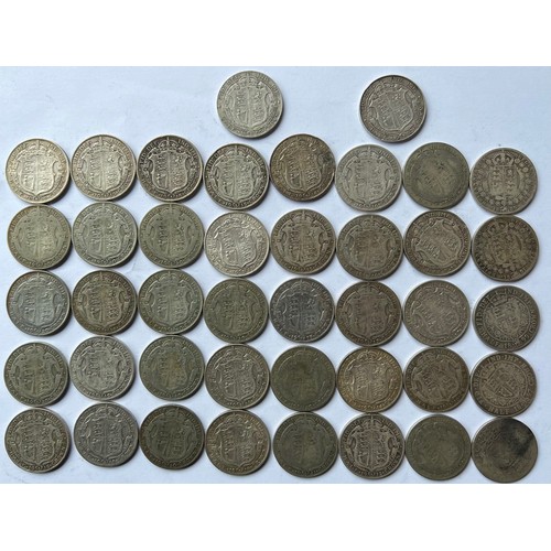 36A - A COLLECTION OF FORTY TWO VICTORIAN AND GEORGE V BRITISH SILVER HALF CROWN COINS
Comprising Young Vi... 