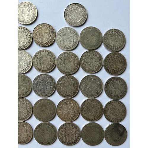 36A - A COLLECTION OF FORTY TWO VICTORIAN AND GEORGE V BRITISH SILVER HALF CROWN COINS
Comprising Young Vi... 