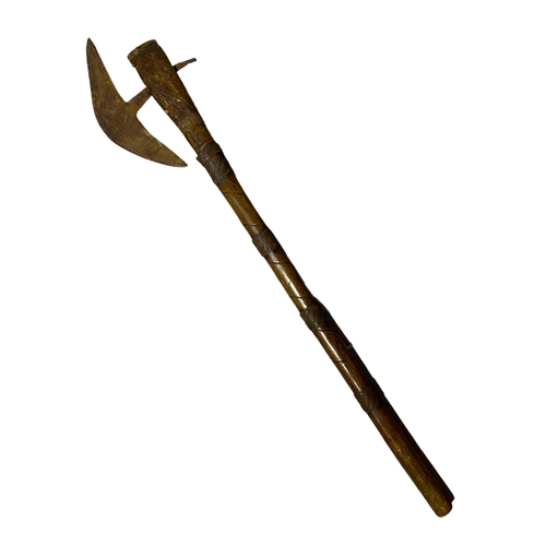 148 - TWO 19TH CENTURY NATIVE AMERICAN TOMAHAWKS. 
(longest length 69.2cm)