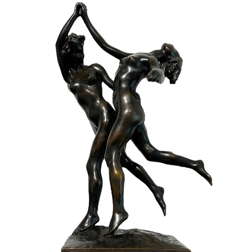 157 - M. VICTOR ROUSSEAU, BELGIAN, 1865 - 1954, THE EXHILARATING DANCE, CA, 1912, BRONZE SCULPTURE 
With d... 