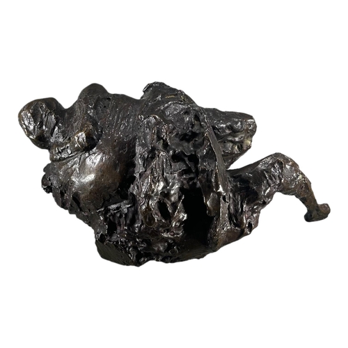 158 - OLIFFE RICHMOND, AUSTRALIAN, 1919 - 1977, ABSTRACT BRONZE OF A RECLINING FIGURE, Signed to underside... 
