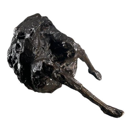 158 - OLIFFE RICHMOND, AUSTRALIAN, 1919 - 1977, ABSTRACT BRONZE OF A RECLINING FIGURE, Signed to underside... 