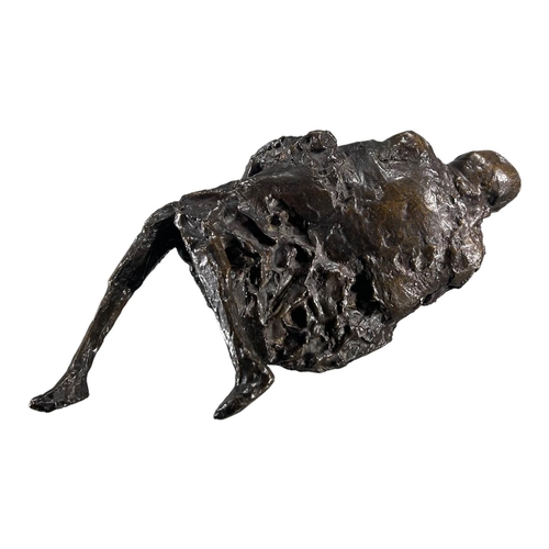 158 - OLIFFE RICHMOND, AUSTRALIAN, 1919 - 1977, ABSTRACT BRONZE OF A RECLINING FIGURE, Signed to underside... 
