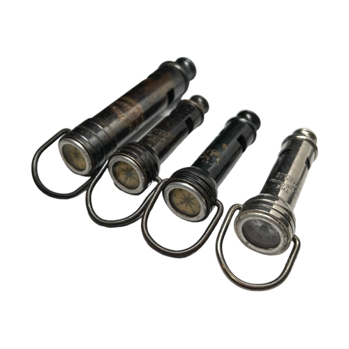 190 - THREE ACME GUIDE COMPASS AND ACME SCOUT MASTER COMPASS WHISTLE, TOGETHER WITH BOATSWAIN WHISTLE, TWO... 