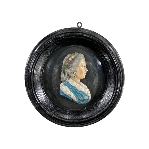 208 - TWO 19TH CENTURY FRAMED WAX PORTRAITS SHOWING LORD HORATIO NELSON AND LADY EMMA HAMILTON, Diameter-1... 