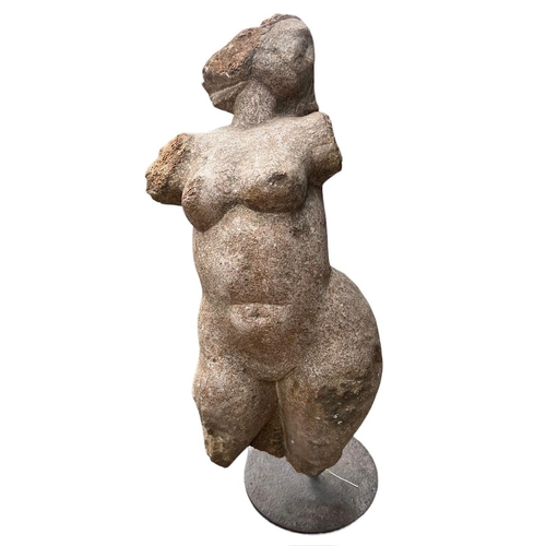 155 - POSSIBLY GREEK, A LARGE CLASSICAL CARVED STONE NUDE FEMALE FIGURE OF APHRODITE, MOUNTED ON LATER MET... 