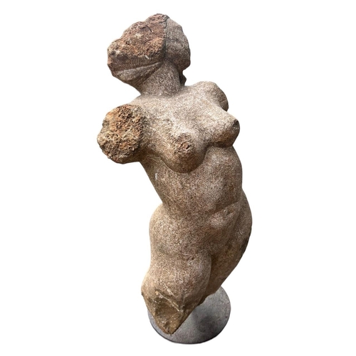 155 - POSSIBLY GREEK, A LARGE CLASSICAL CARVED STONE NUDE FEMALE FIGURE OF APHRODITE, MOUNTED ON LATER MET... 
