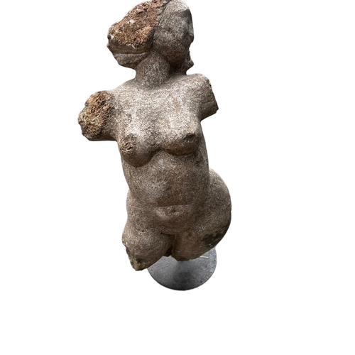 155 - POSSIBLY GREEK, A LARGE CLASSICAL CARVED STONE NUDE FEMALE FIGURE OF APHRODITE, MOUNTED ON LATER MET... 