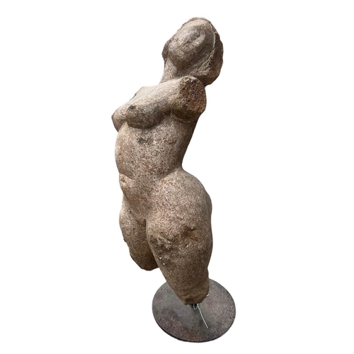 155 - POSSIBLY GREEK, A LARGE CLASSICAL CARVED STONE NUDE FEMALE FIGURE OF APHRODITE, MOUNTED ON LATER MET... 