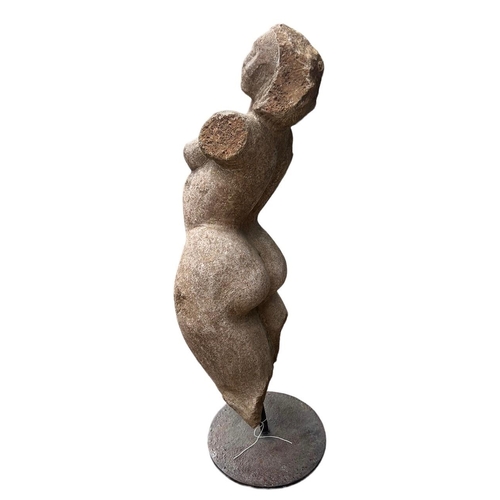 155 - POSSIBLY GREEK, A LARGE CLASSICAL CARVED STONE NUDE FEMALE FIGURE OF APHRODITE, MOUNTED ON LATER MET... 