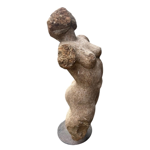 155 - POSSIBLY GREEK, A LARGE CLASSICAL CARVED STONE NUDE FEMALE FIGURE OF APHRODITE, MOUNTED ON LATER MET... 