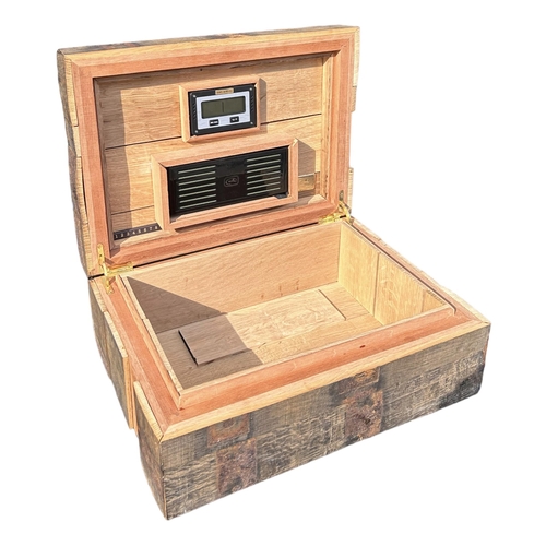 210 - DANIEL MARSHALL, 1962 WHISKY STAVE CIGAR HUMIDOR, LIMITED EDITION (A/F). 
Height-14.8cm, Width-37.8c... 