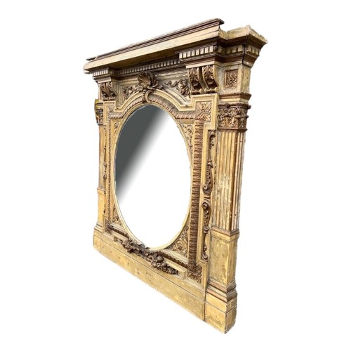 220 - TWO LARGE AND IMPRESSIVE EARLY 19TH CENTURY ENGLISH CARVED GILTWOOD AND GESSO OVERMANTLE MIRRORS
The... 