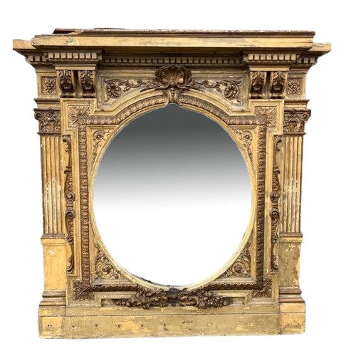 220 - TWO LARGE AND IMPRESSIVE EARLY 19TH CENTURY ENGLISH CARVED GILTWOOD AND GESSO OVERMANTLE MIRRORS
The... 