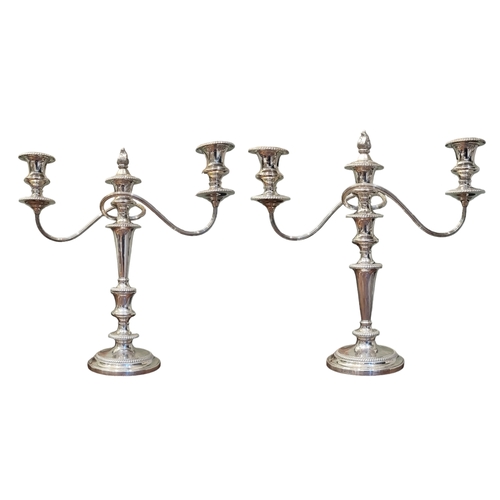 1 - ELLIS & CO., LARGE PAIR OF SOLID SILVER CANDELABRAS, HALLMARKED BIRMINGHAM 1963.  Having reeded and ... 