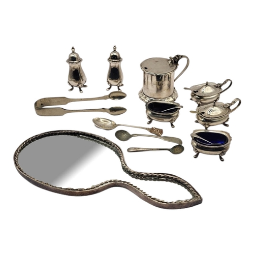 13 - ELKINGTON, A LARGE VICTORIAN SILVER PLATED MUSTARD POT. TOGETHER WITH OTHER SILVER PLATED ITEMS TO I... 