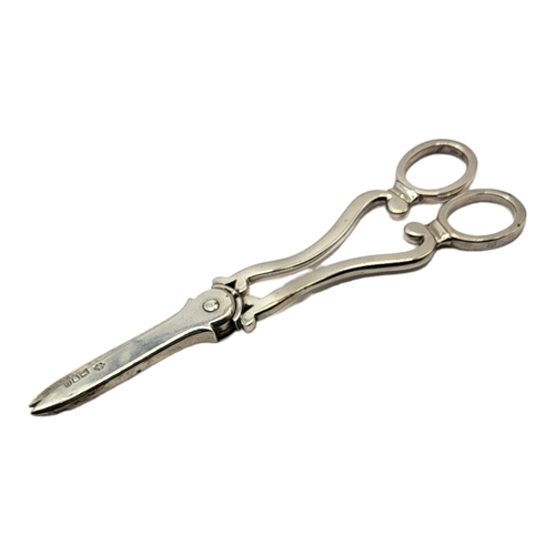 6 - WILLIAM HUTTON & SONS LTD, CASED PAIR OF EDWARDIAN SILVER GRAPE SCISSORS, HALLMARKED LONDON 1909. 
(... 