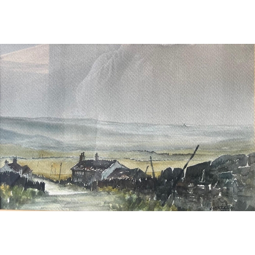 240 - ASHLEY JACKSON, B. 1940, WATERCOLOUR, COASTAL LANDSCAPE
With cottages, signed, dated 83, lower right... 