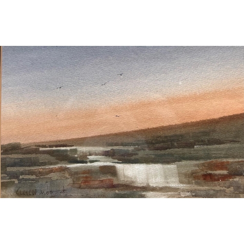 243 - THREE BRITISH WATERCOLOURS
To include river landscape, Highland view and village street scene, signe... 