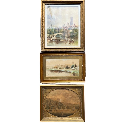 245 - A COLLECTION OF THREE 19TH AND 20TH CENTURY WATERCOLOUR
To include a large 19th Century Continental ... 