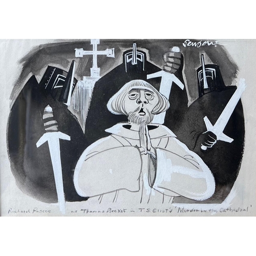 246 - JOHN JENSEN, 1930 - 2018, MIXED MEDIA ON PAPER
Titled ‘Richard Pascoe as Thomas Becket’, signed top ... 