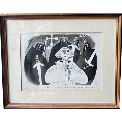 246 - JOHN JENSEN, 1930 - 2018, MIXED MEDIA ON PAPER
Titled ‘Richard Pascoe as Thomas Becket’, signed top ... 