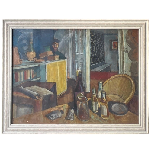 253 - MANNER OF WILLIAM SOMMER, AMERICAN, 1867 - 1949, A 20TH CENTURY OIL ON BOARD
Interior scene, framed ... 