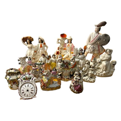 55 - A COLLECTION OF 19TH CENTURY AND EARLIER STAFFORDSHIRE FIGURES AND OTHERS
To include a large William... 