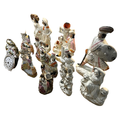 55 - A COLLECTION OF 19TH CENTURY AND EARLIER STAFFORDSHIRE FIGURES AND OTHERS
To include a large William... 