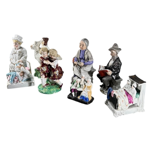 56 - A COLLECTION OF 19TH CENTURY STAFFORDSHIRE AND PORCELAIN FIGURES
To include Meissen style nodding he... 